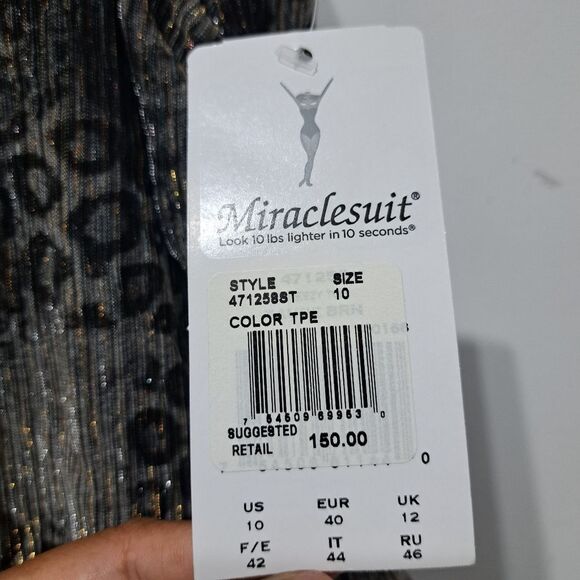 Miraclesuit Leopard Print With Metallic Detail Summer Top Size 10 Black/Gold NWT - Picture 8 of 14